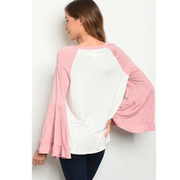 🎉HP🎉Blush Ivory Bell Long Sleeves Tunic - Picture 2 of 9